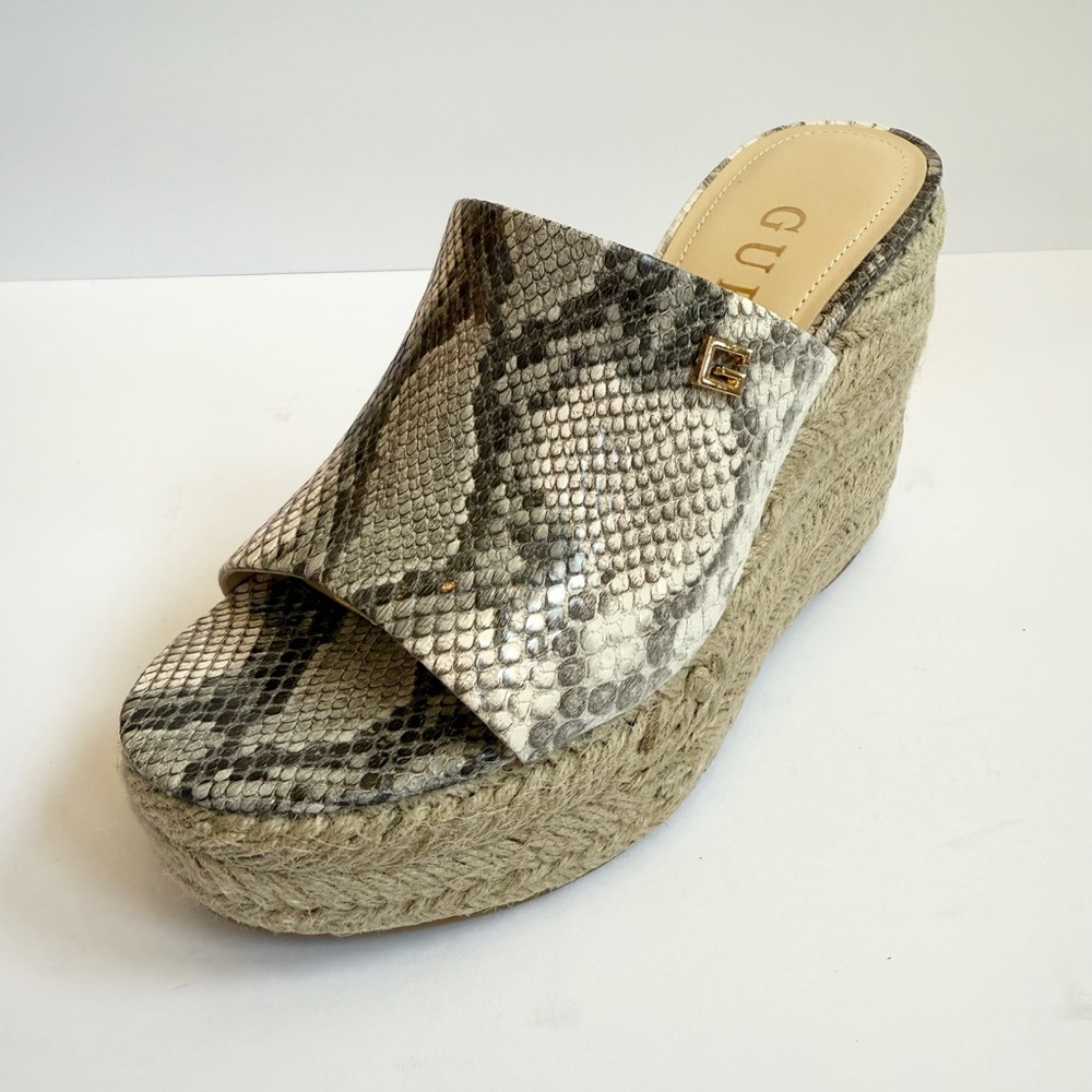 Guess Women's Evba Jute Wrapped Slip on Wedge Espadrilles‎ - Snake Size 8M NIB